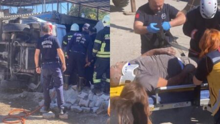 Mersin’de Virajı alamayan kamyonet depoya daldı – Mersin Halk Haber